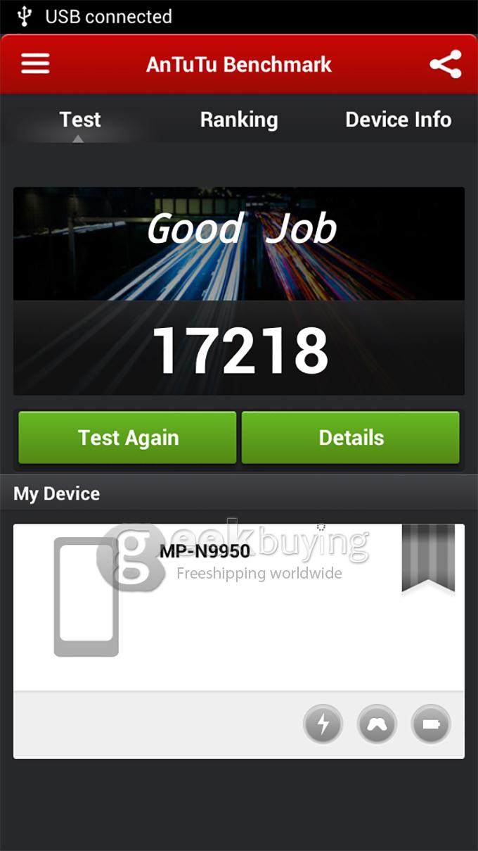 Mpei MP-N9950 MTK65821.3GHz Quad Core 1.3GHz 5.5Inch Android 4.2 OS Smartphone 1GB RAM 4GB ROM IPS QHD Screen 8.0MP Camera 3G GPS - White