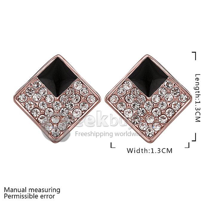 Simple Fashion shining rose gold square diamond earrings for woman