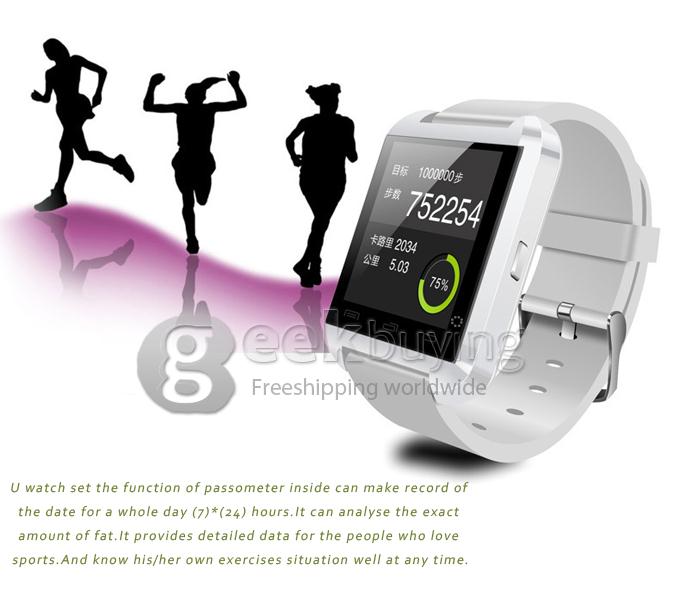 [Spain Stock] Bluetooth Smart WristWatch U8 U Watch for Samsung S4/Note 3 HTC Android Phone Smartphones - Black