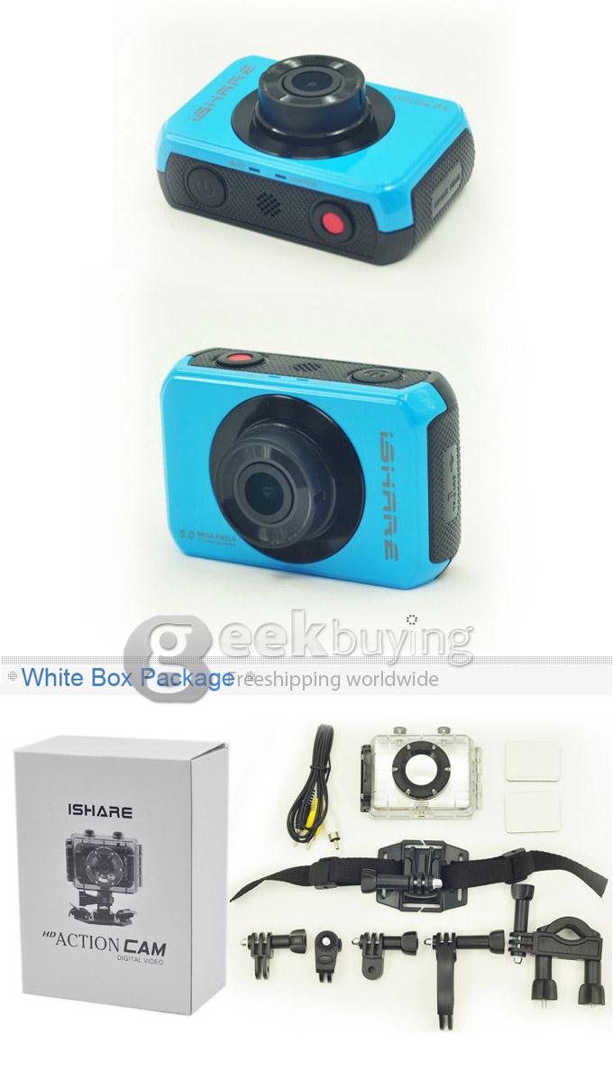 iShare S200 5MP Sports Camera 1080P FHD DVR 2" Waterproof Camcorder