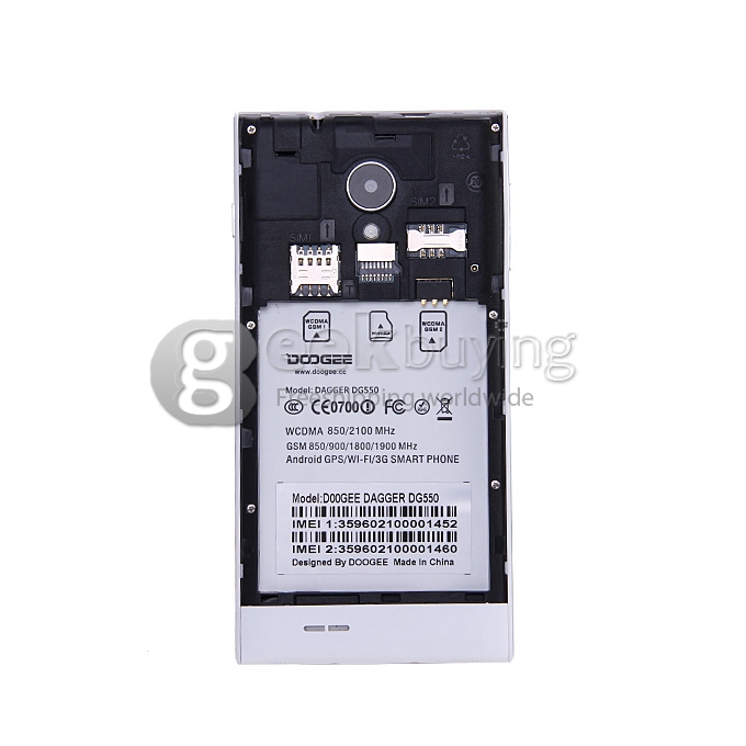 [HK Stock]DOOGEE DG550 MTK6592 Octa Core 1.7GHz 5.5 Inch Android 4.2 OS Smartphone 1GB RAM 16GB ROM 8.0MP 3G/GPS White