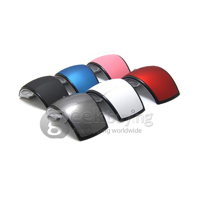 USB 2.0 2.4GHz Snap-in Transceiver Optical Foldable Folding Arc Wireless Mouse for PC Laptop Computer - Gray