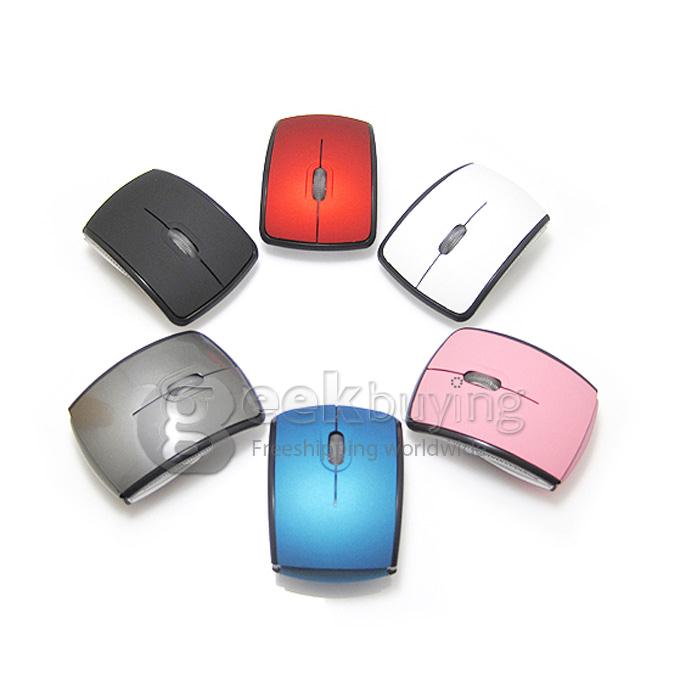 USB 2.0 2.4GHz Snap-in Transceiver Optical Foldable Folding Arc Wireless Mouse for PC Laptop Computer - Black