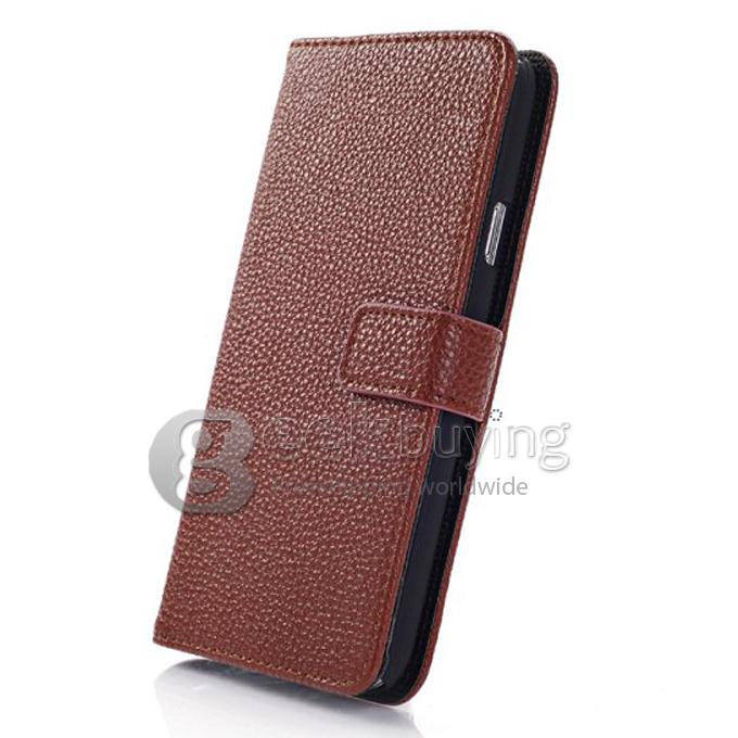 New Flip PU Leather Smart Cover Stand Wallet Case for Samsung Galaxy S5 i9600 - Brown