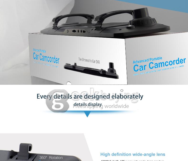 6000B Android 4.0 Rearview Mirror Recorder DVR Full HD 1080P Front 480P Rear camera 4.3