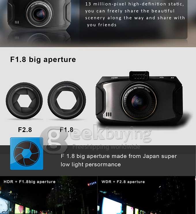 Blackview G90 Ambarella A7LA30 5.0 Megapixels Full HD 1080P 2.7' LCD 170 Degrees Wide-angle Lens Car DVR Dashcam with G-Sensor Loop recording HDR