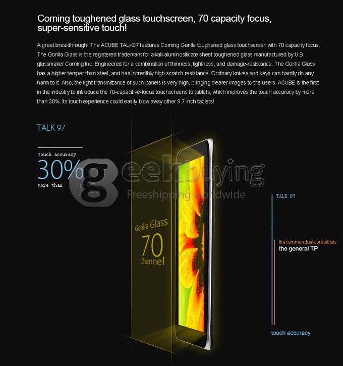 Cube U59GT Talk 97 MTK8382 1.3GHz 9.7 inch Tablet PC Phablet  Android 4.2 Quad Core IPS Capacitive Touch Screen 1024*768 1GB/8GB Black