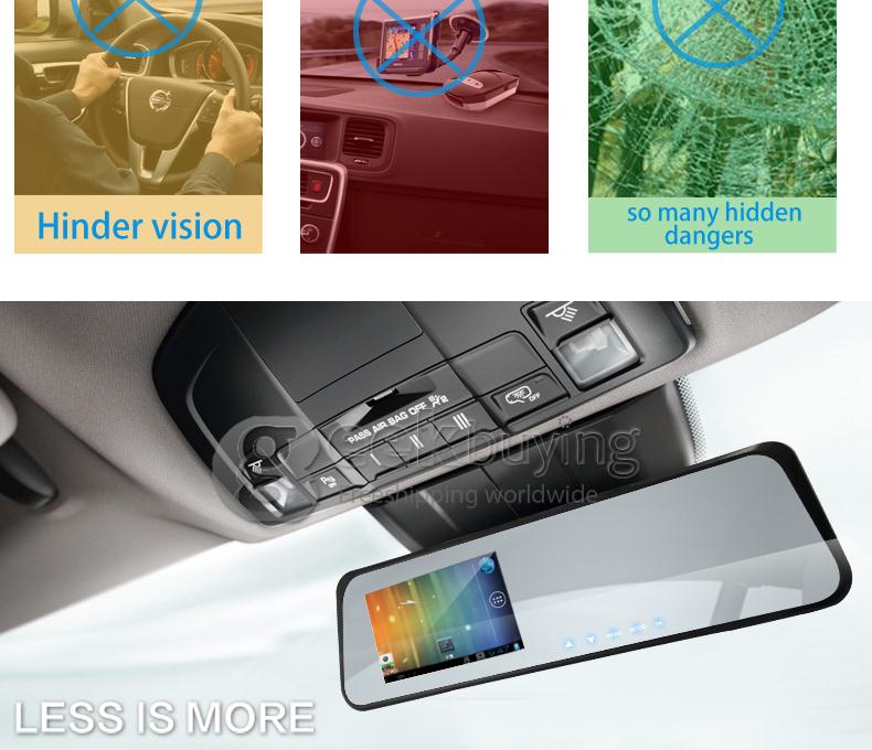 6000B Android 4.0 Rearview Mirror Recorder DVR Full HD 1080P Front 480P Rear camera 4.3