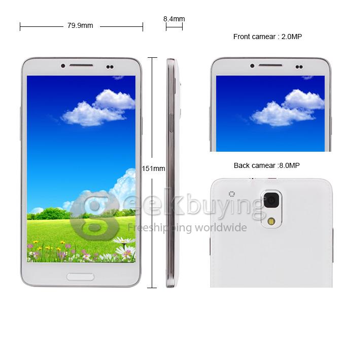 Mpei MP-N9950 MTK65821.3GHz Quad Core 1.3GHz 5.5Inch Android 4.2 OS Smartphone 1GB RAM 4GB ROM IPS QHD Screen 8.0MP Camera 3G GPS - White