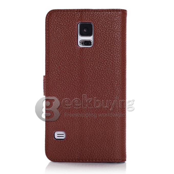 New Flip PU Leather Smart Cover Stand Wallet Case for Samsung Galaxy S5 i9600 - Brown