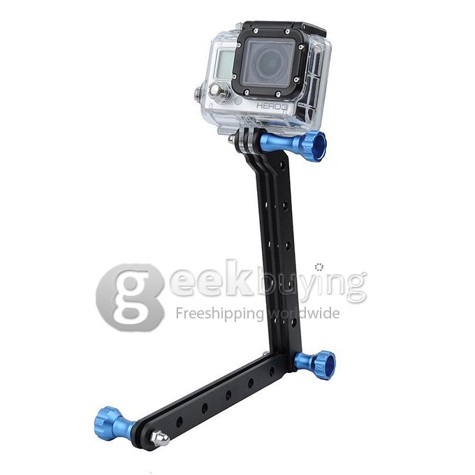 CNC Aluminum Alloy Extension Arm and Screw Mount Kits for Gopro HD Camera Hero 3+ / 3 / 2 (Black + Blue)