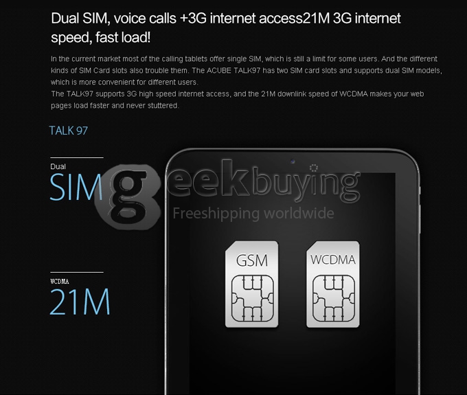 Cube U59GT Talk 97 MTK8382 1.3GHz 9.7 inch Tablet PC Phablet  Android 4.2 Quad Core IPS Capacitive Touch Screen 1024*768 1GB/8GB Black