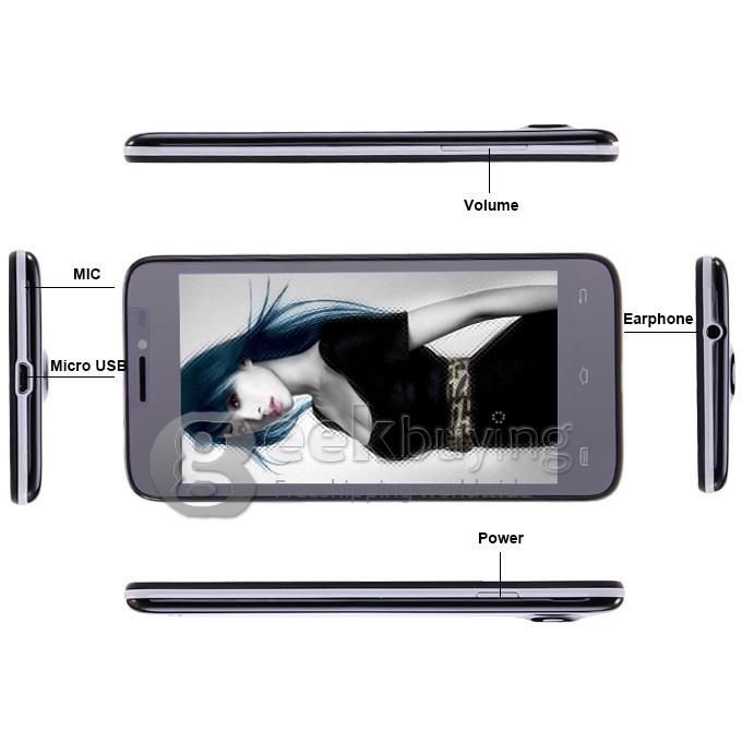 JIAKE V2 MTK6572 Dual Core 1.2GHz 4.5inch Android4.2.2 OS Smartphone 512MB RAM 4GB ROM FWVGA Capacitive Screen 2.0MP 3G GPS - Black