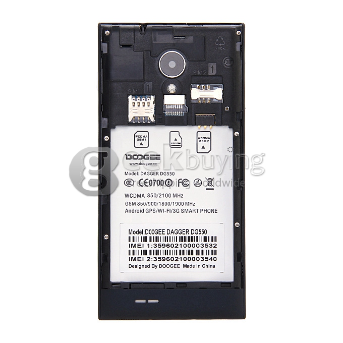 [HK Stock]DOOGEE DG550 MTK6592 Octa Core 1.7GHz 5.5 Inch Android 4.2 OS Smartphone 1GB RAM 16GB ROM 8.0MP 3G/GPS Black