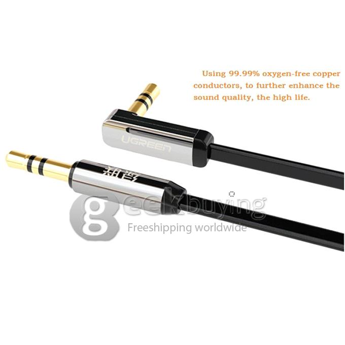 1.5M Ugreen Premium 3.5mm Male to Male Audio 90 Degree flat cable