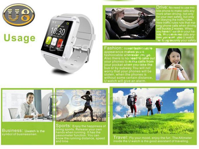 [Spain Stock] Bluetooth Smart WristWatch U8 U Watch for Samsung S4/Note 3 HTC Android Phone Smartphones - Black