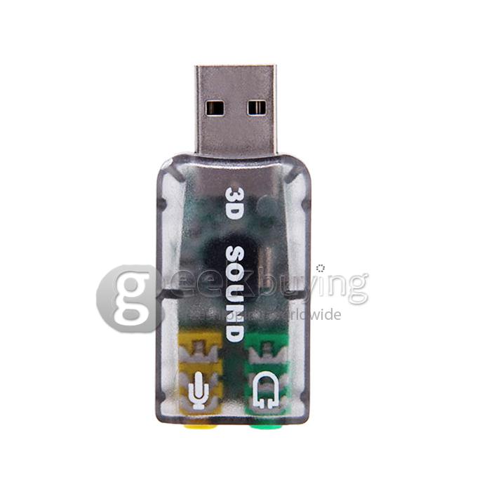 Virtual 5.1 Channel Track 3D Sound Card Speaker Mic Earphone Audio Adapter USB 2.0 - Grey