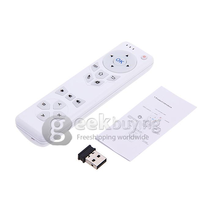2.4GHz 3D Air Mouse 6-Axis Inertia Sensors Support Motion Sensing Games & Mic Voice Input & Headphone Voice Output - White