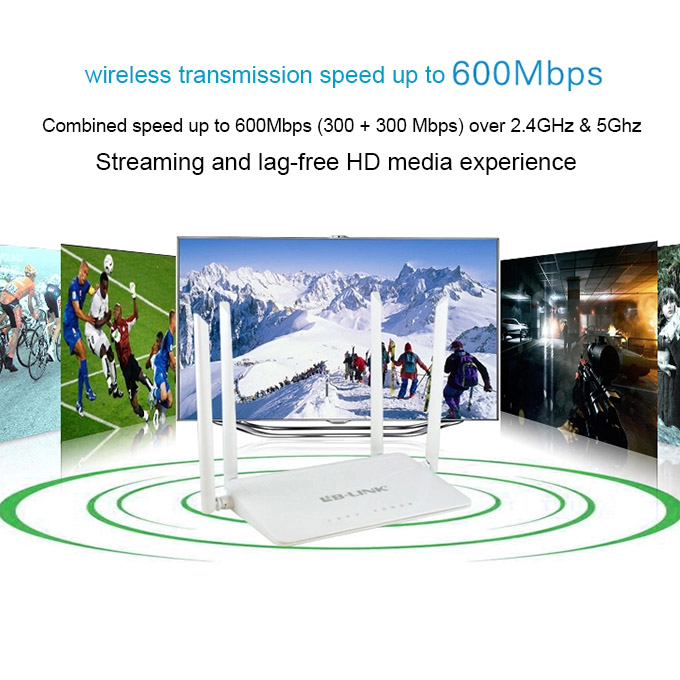 2.4GHz/5GHz BL-WDR4600 Wifi 600Mbps Dual Band Wireless Router English Version with 4 Antennas & WPS Button