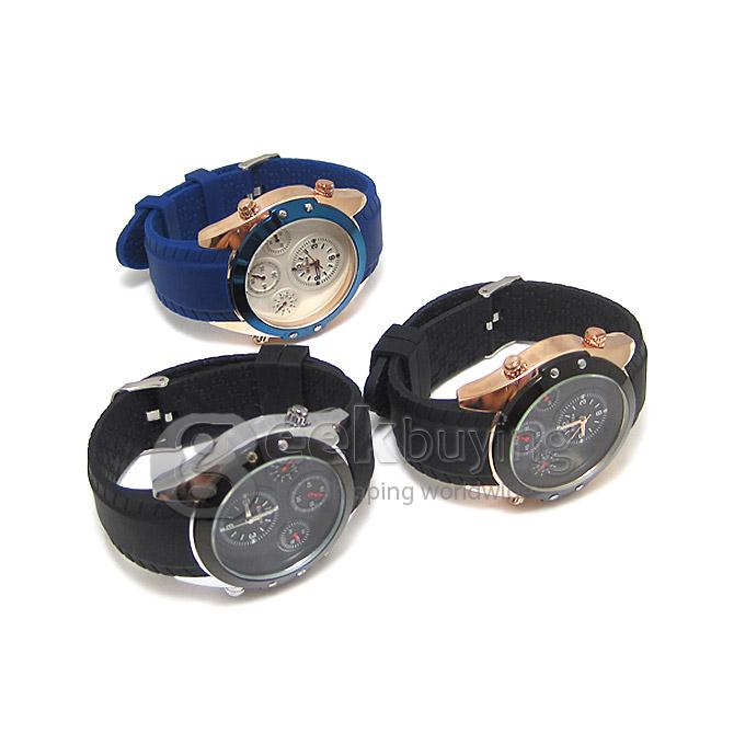 CURREN Round Case Black PU Leather Band Quartz Analog Wrist Watch Timepiece for Men - Silver