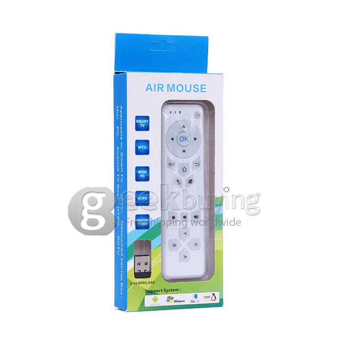2.4GHz 3D Air Mouse 6-Axis Inertia Sensors Support Motion Sensing Games & Mic Voice Input & Headphone Voice Output - White