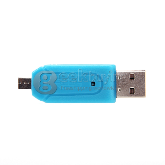 OTG/USB Smart Card Reader Connection Kit to Your Smart Phone/pad Support SD/T-FLASH Series - Blue