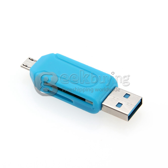 OTG/USB Smart Card Reader Connection Kit to Your Smart Phone/pad Support SD/T-FLASH Series - Blue