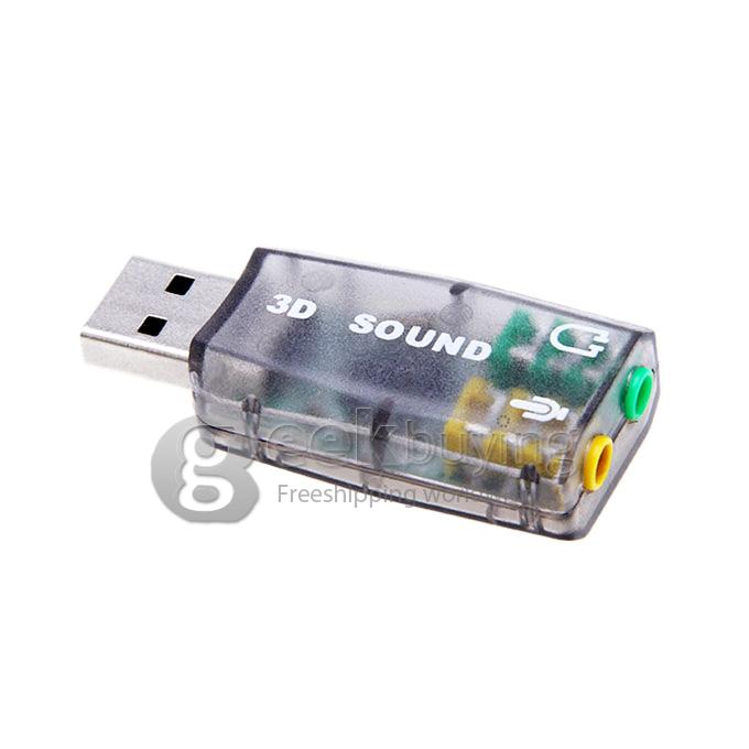 Virtual 5.1 Channel Track 3D Sound Card Speaker Mic Earphone Audio Adapter USB 2.0 - Grey