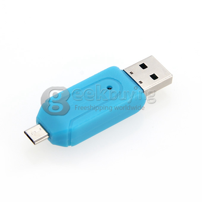 OTG/USB Smart Card Reader Connection Kit to Your Smart Phone/pad Support SD/T-FLASH Series - Blue