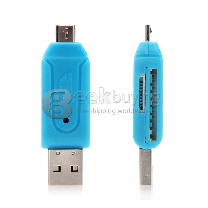 OTG/USB Smart Card Reader Connection Kit to Your Smart Phone/pad Support SD/T-FLASH Series - Blue