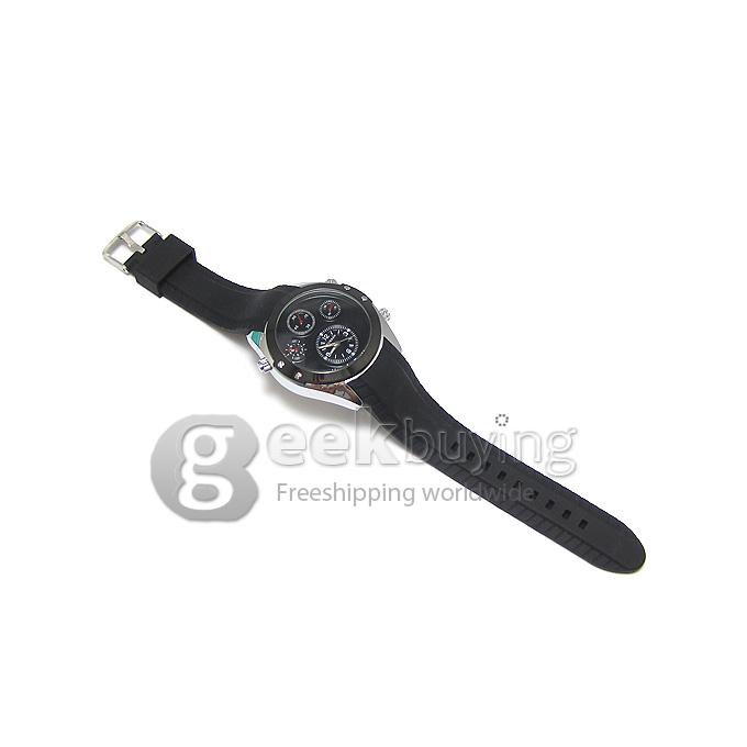 CURREN Round Case Black PU Leather Band Quartz Analog Wrist Watch Timepiece for Men - Silver