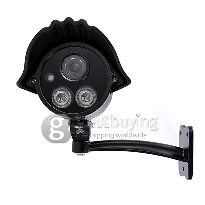 700TVL 1/3 CMOS 8mm Lens 2 IR Array Night Vision Waterproof Outdoor Security CCTV Camera with Bracket - Black (NTSC)