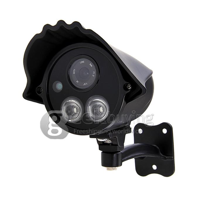 700TVL 1/3 CMOS 8mm Lens 2 IR Array Night Vision Waterproof Outdoor Security CCTV Camera with Bracket - Black (NTSC)