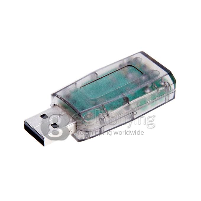 Virtual 5.1 Channel Track 3D Sound Card Speaker Mic Earphone Audio Adapter USB 2.0 - Grey