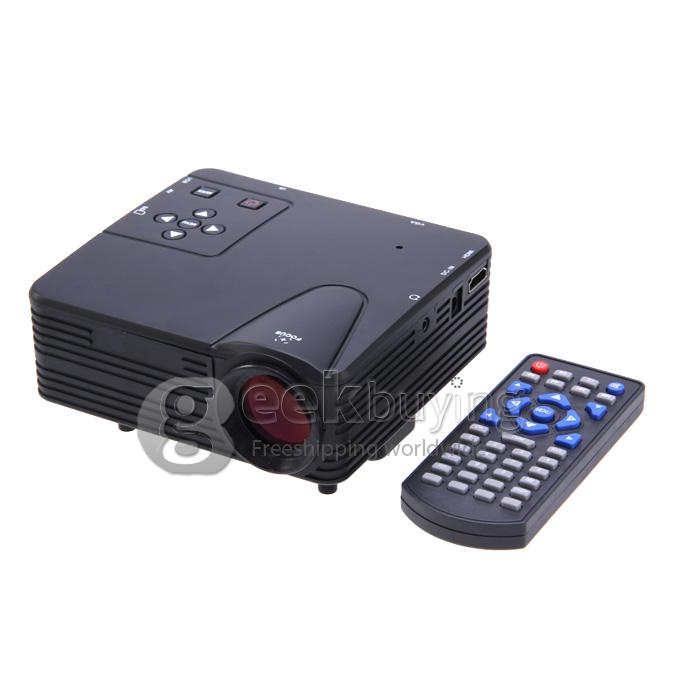 LZ-H80 1080P HD 80 LM Portable LED LCD Game Projector with HDMI SD CARD USB VGA Slots 400:1 Contrast - Black