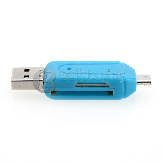 OTG/USB Smart Card Reader Connection Kit to Your Smart Phone/pad Support SD/T-FLASH Series - Blue