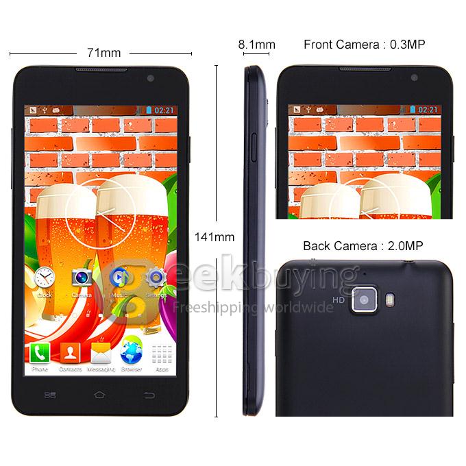 JIAKE F1W 5.0Inch Capacitive Touch Screen MTK6572 Dual Core 1.2GHz Smartphone 512MB+4GB 2.0MP+0.3MP Android 4.2 OS 3G/GPS with Protective Case - Black