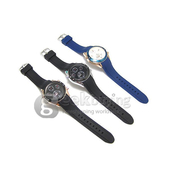 CURREN Round Case Black PU Leather Band Quartz Analog Wrist Watch Timepiece for Men - Silver