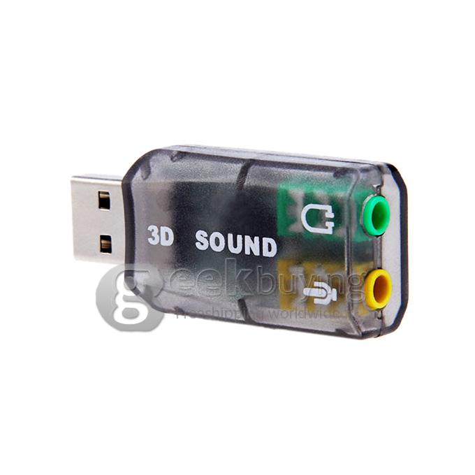 Virtual 5.1 Channel Track 3D Sound Card Speaker Mic Earphone Audio Adapter USB 2.0 - Grey