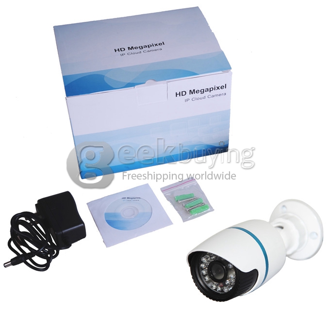 Outdoor IPCC-B10 H.264 P2P 720P 1.0MP ONVIF Network Waterproof IP Cloud Camera with IR-Cut Night Vision and Motion Detection 