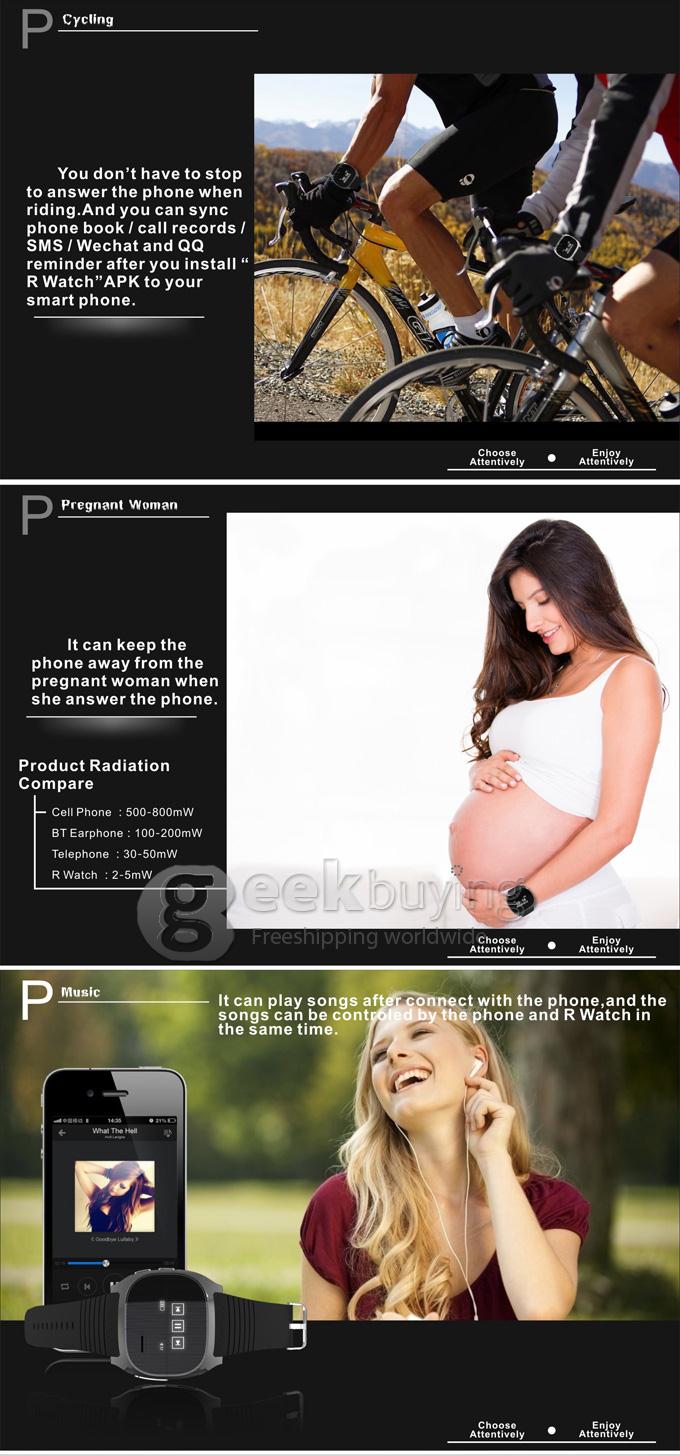 New Smart M18 R Watch Bluetooth Watch with Caller ID + Phonebook/ Call History Sync + Alarm Clock + Anti-lost - Gold