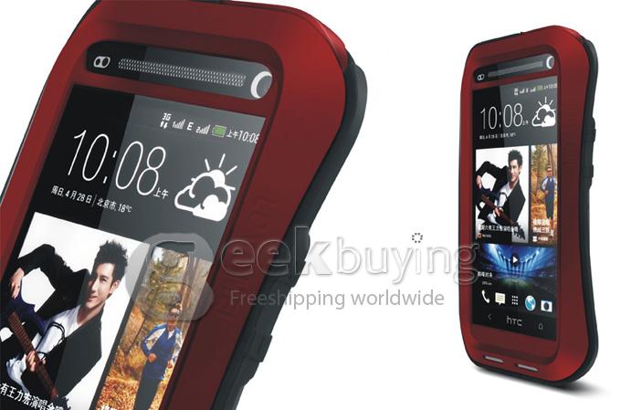 LOVE MEI Weather/Dirt/Shockproof Protective Case for HTC New One M7 - Red