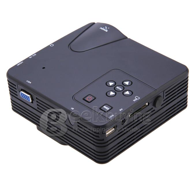 LZ-H80 1080P HD 80 LM Portable LED LCD Game Projector with HDMI SD CARD USB VGA Slots 400:1 Contrast - Black