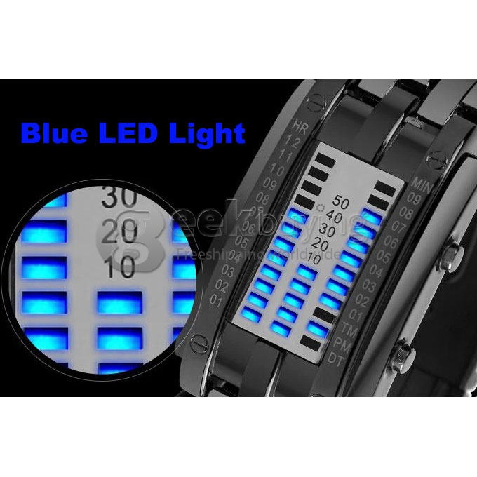 Fashionable Men's LED Digital Wrist Watch with  Stainless Steel Strap - Black