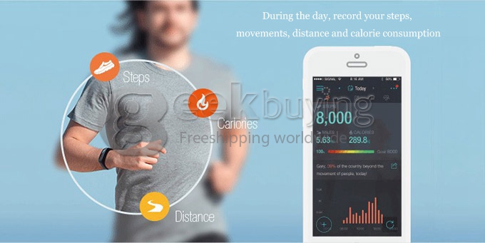 New Arrival ibody Smart Sport Wristband 3D Pedometer Activity Sleep Tracker For Calories Burned & Steps & Distance
