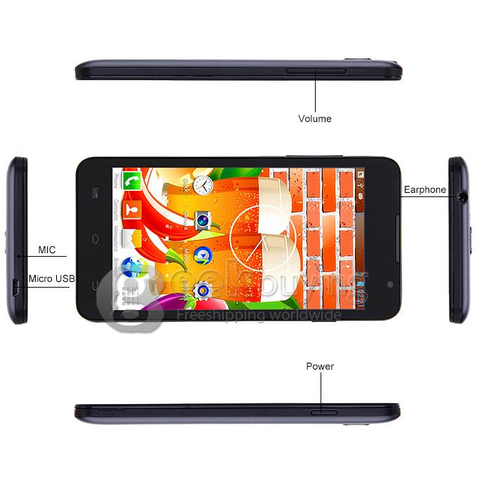 JIAKE F1W 5.0Inch Capacitive Touch Screen MTK6572 Dual Core 1.2GHz Smartphone 512MB+4GB 2.0MP+0.3MP Android 4.2 OS 3G/GPS with Protective Case - Black