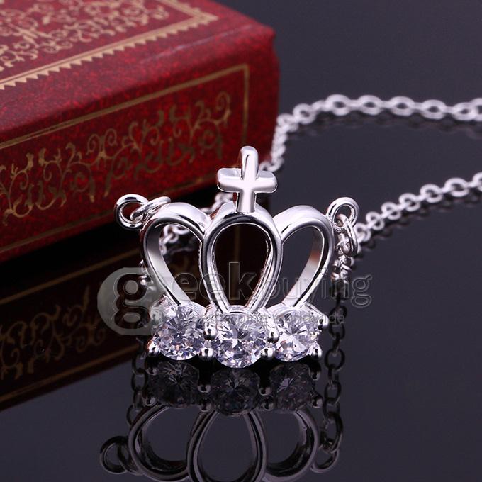 Fashion Lovely Rhinestone Crown Necklace Torque for Woman - White Stone