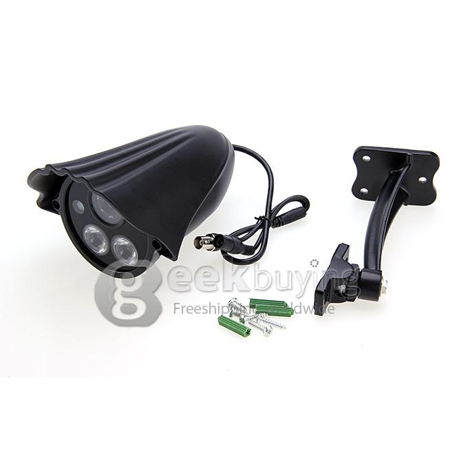 700TVL 1/3 CMOS 8mm Lens 2 IR Array Night Vision Waterproof Outdoor Security CCTV Camera with Bracket - Black (NTSC)