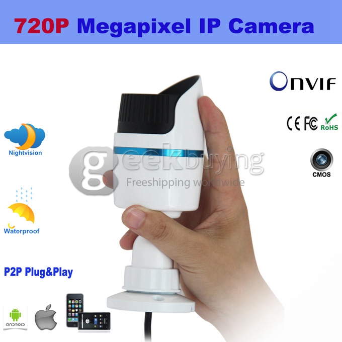 Outdoor IPCC-B10 H.264 P2P 720P 1.0MP ONVIF Network Waterproof IP Cloud Camera with IR-Cut Night Vision and Motion Detection 