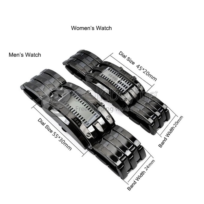 Fashionable Men's LED Digital Wrist Watch with  Stainless Steel Strap - Black